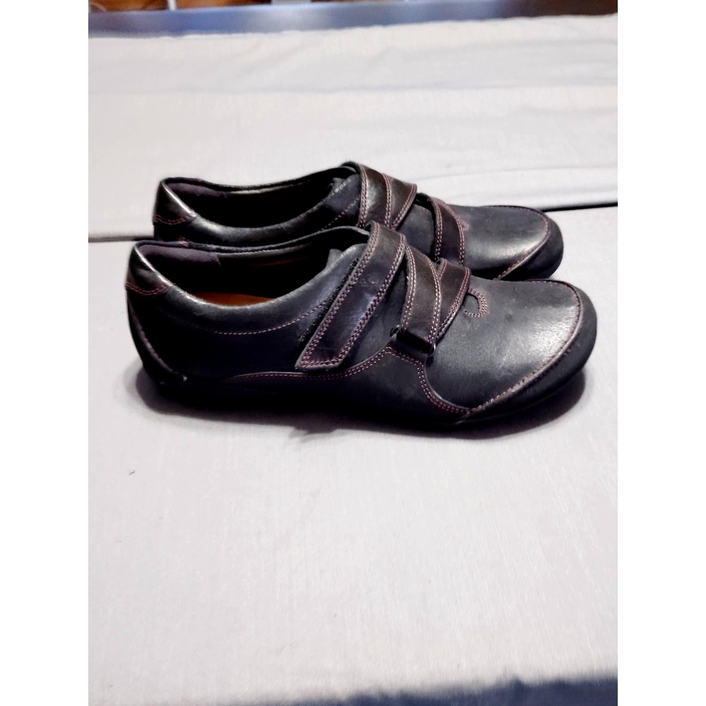 EUC Clarks Artisan Felicia Emma Loafer Shoes Women 9.5‎ Black Leather Walking